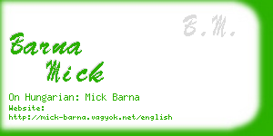 barna mick business card